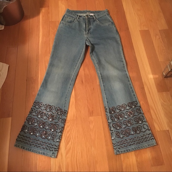 JEANS WITH BUGLE BEADS & SEQUINS - Picture 4 of 4