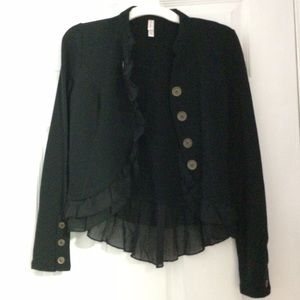 Black Military Blazer with Ruffles