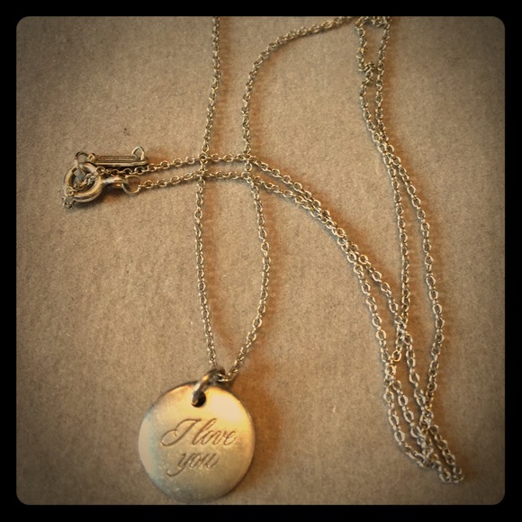 Tiffany&Co. 'I love you' disc pendant and chain