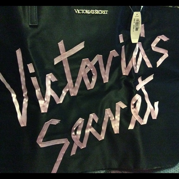 NEW UNUSED Victoria's Secret Blk, Pink ribbon TOTE - Picture 2 of 2