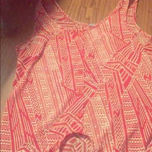Red and white button up tank top