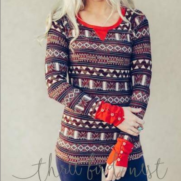 Aztec Henley Tee - Picture 2 of 3