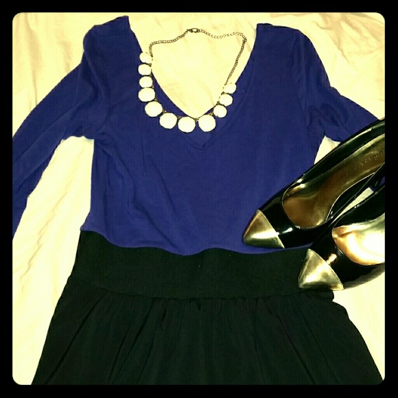 Cute Express Cinched Waist Purple & Black Dress