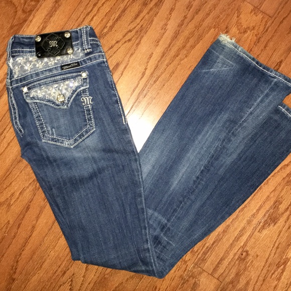 Lace miss me fold over pocket jeans