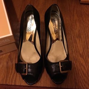 Michael by Michael Kors black peep toe pumps