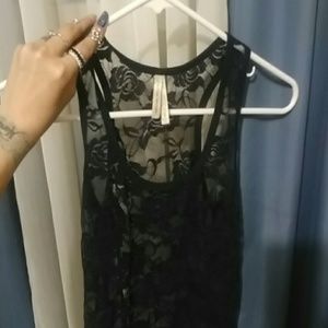 Navy Blue Lace Tank Top