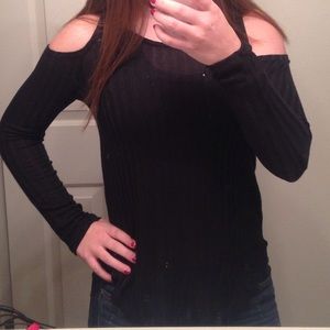 Shoulder-Less Black Long Sleeve