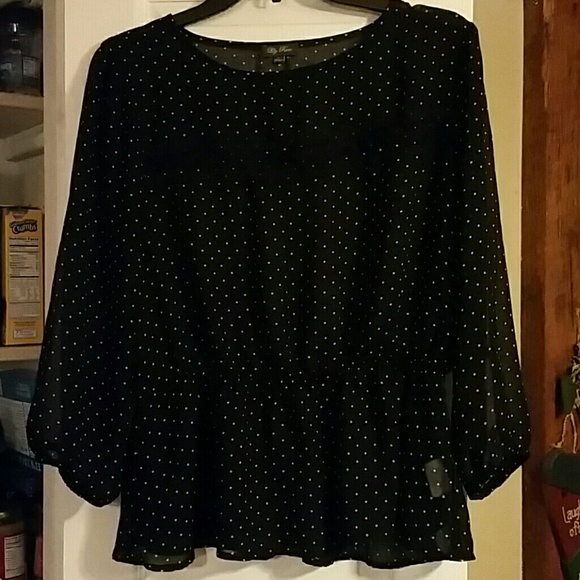 Black with White polka Dot Blouse - Picture 1 of 4