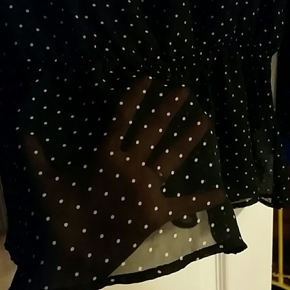 Black with White polka Dot Blouse - Picture 2 of 4