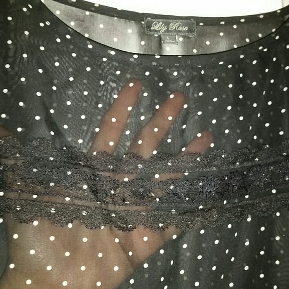 Black with White polka Dot Blouse - Picture 3 of 4