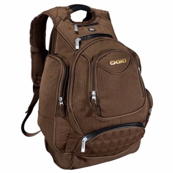 OGIO Metro Brown Pinstriped Backpack