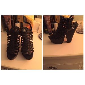 Black Strappy Wedges