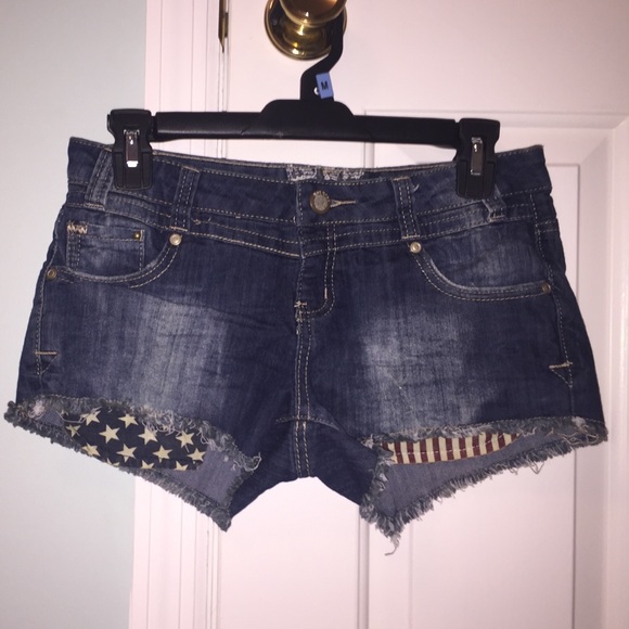 American flag jean shorts