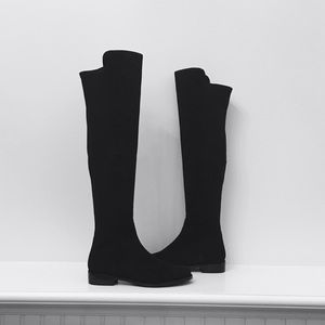 Stuart Weitzman 5050 Black Suede Boots Size 7 OTK