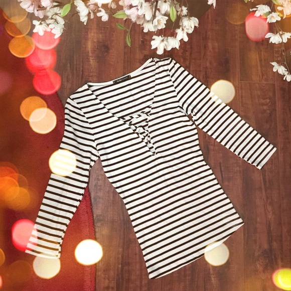 Lace up front ribbed top