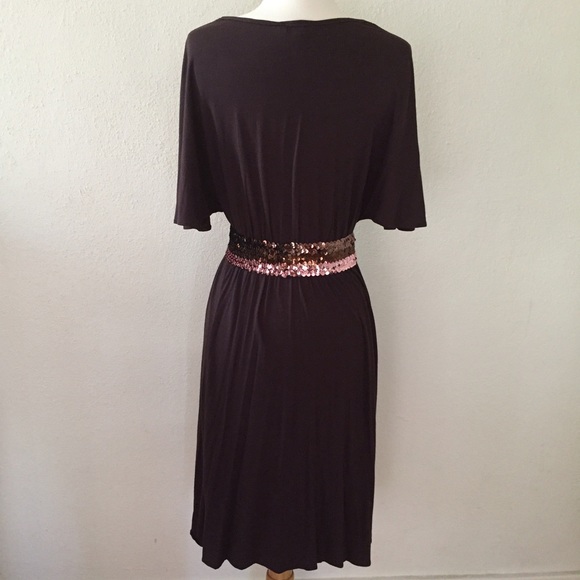 Chocolate brown sequined dress - Picture 3 of 4