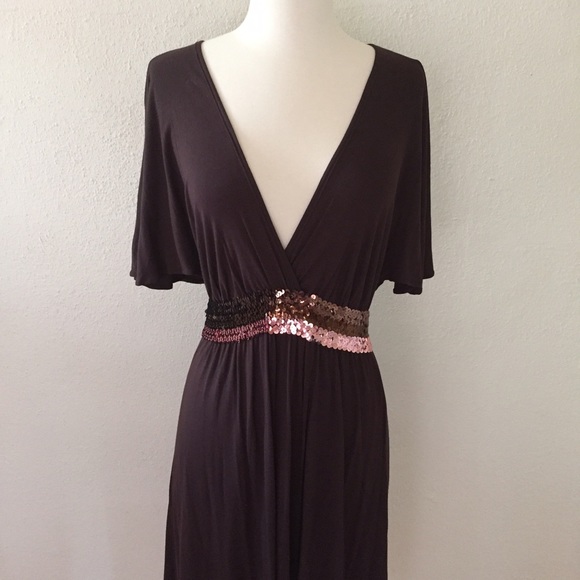 Chocolate brown sequined dress - Picture 2 of 4