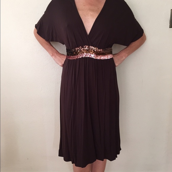 Chocolate brown sequined dress - Picture 4 of 4