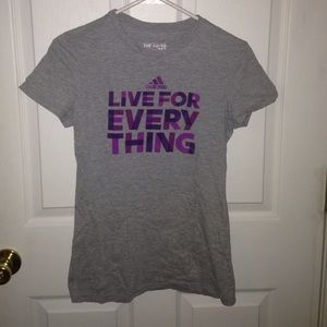 Gray and purple adidas t-shirt