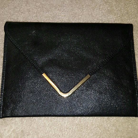 Oversized Black Envelope Clutch