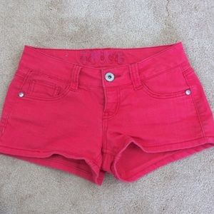 Truce Red Denim Shorts