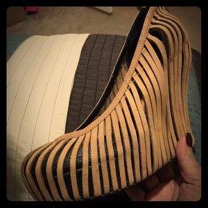 Jeffrey Campbell Caged Beige Wedge