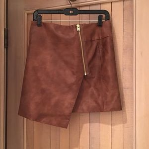 H&M Brown Leather Asymmetrical Skirt
