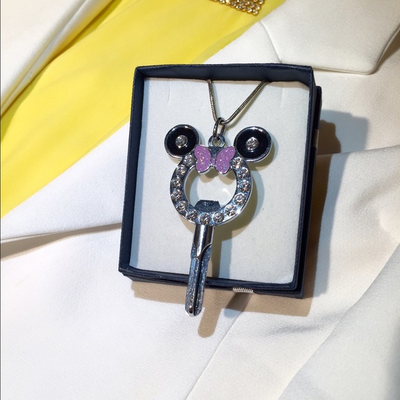 Minnie Mouse necklace,Swarovski crystals.