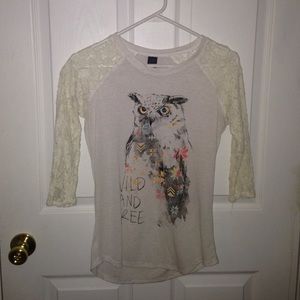 Cream owl shirt