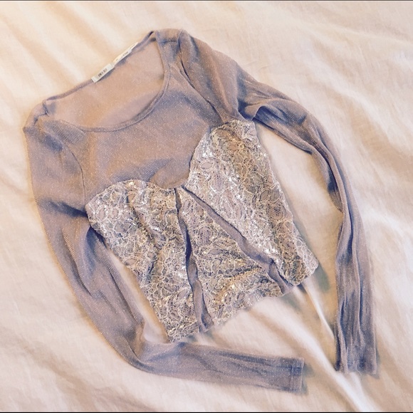 Urban Outfitters Lavender Long Sleeve Crop Top