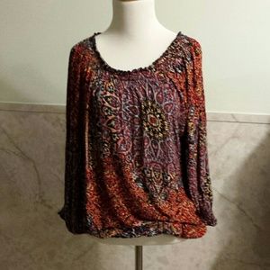 Colorful Retro Peasant Elastic Shirt