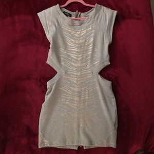bebe "Addiction" Cut-Out Grey Dress Size: M