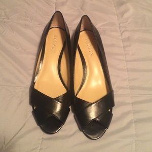 Black Ralph Lauren peep toe flats
