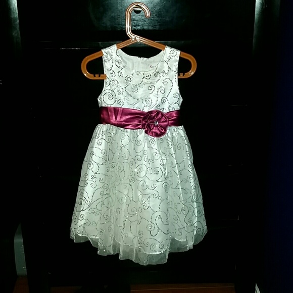 Evening Dress - White/Ivory with Silver design