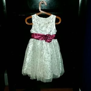 Evening Dress - White/Ivory with Silver design