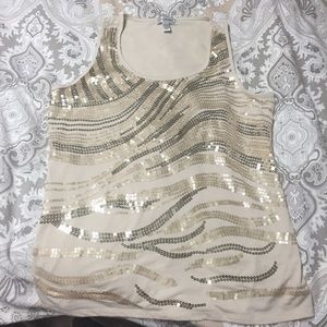 zebra print sequin tank.