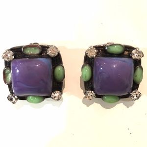 Authentic CHANEL Vintage Gripoix Clip-on Earrings