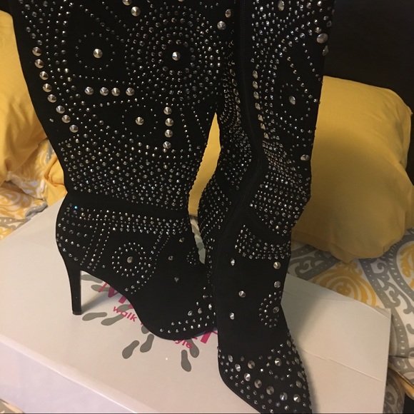 Gorgeous studded high heel boots