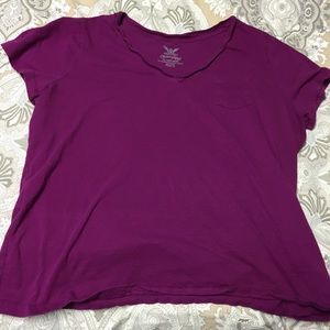 purple pocket v-neck.