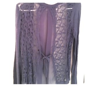 LC by Lauren Conrad Lace Blue Button Cardigan