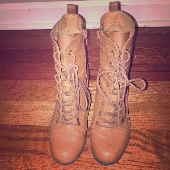 Brown combat boots