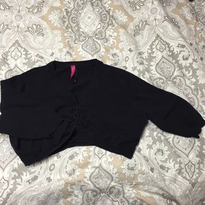 black cropped cardigan.