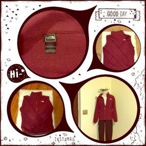 Burgundy large women's north face fleece/jacket
