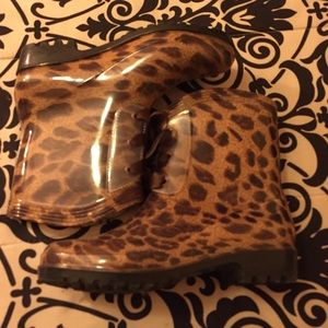 Animal print rain boots