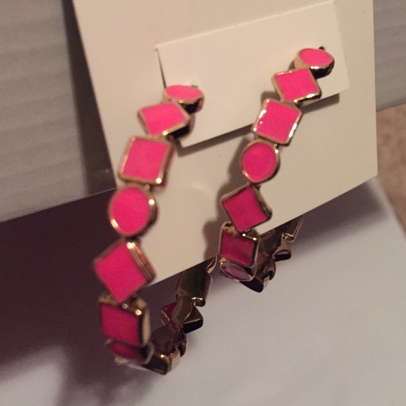 Kate Spade New York Gold Pink hoop earrings NEW - Picture 2 of 4