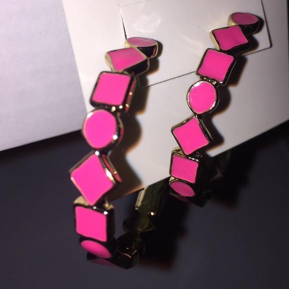 Kate Spade New York Gold Pink hoop earrings NEW - Picture 3 of 4