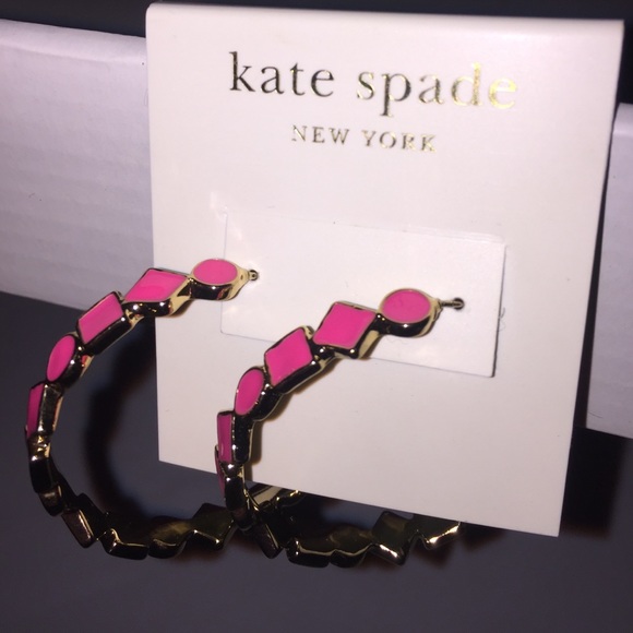 Kate Spade New York Gold Pink hoop earrings NEW - Picture 4 of 4