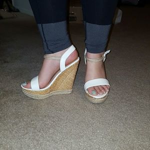 White wedges. Never worn. Size 10