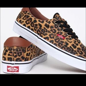 Mens cheetah print Vans classics with leather cuff