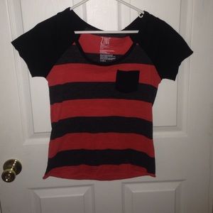 Red and black stripped shirt
